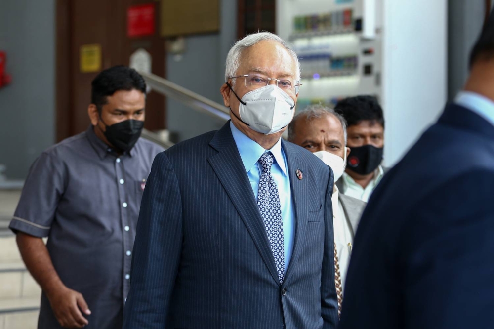 Datuk Seri Najib Razak leaves the Kuala Lumpur court complex May 12 2022. — Picture by Devan Manuel