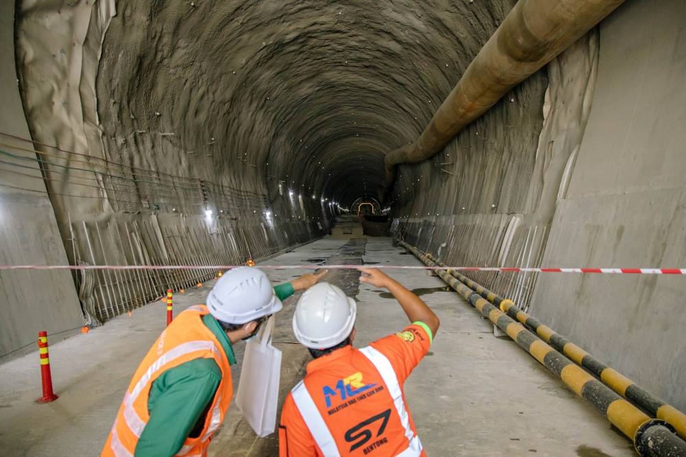 A general view of tunnel constructions site of the East Coast Rail Link (ECRL) project in Bentong, Pahang, January 13, 2022. — Picture by Firdaus Latif