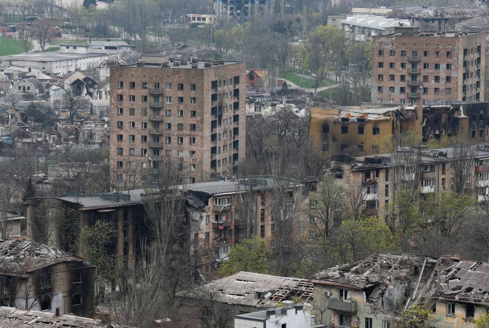 A view shows buildings damaged during Ukraine-Russia conflict in the southern port city of Mariupol, Ukraine April 19, 2022. ― Reuters file pic
