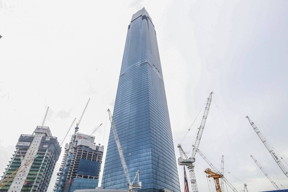 The Tun Razak Exchange building seen under construction in Kuala Lumpur November 15, 2019. ― Picture by Firdaus Latif