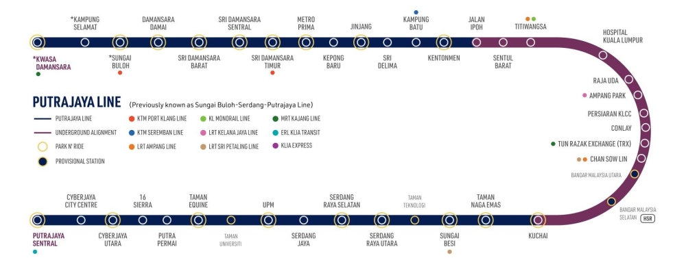 Phase 2 of the MRT Putrajaya Line, which connects Kampung Batu to Putrajaya. — Picture via SoyaCincau
