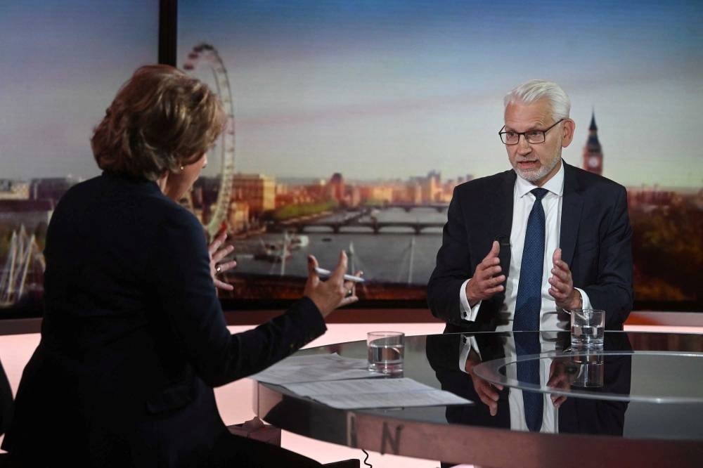 Michael Lewis appears on BBC’s Sunday Morning presented by Jo Coburn in London May 22, 2022. — Jeff Overs/BBC handout pic via Reuters