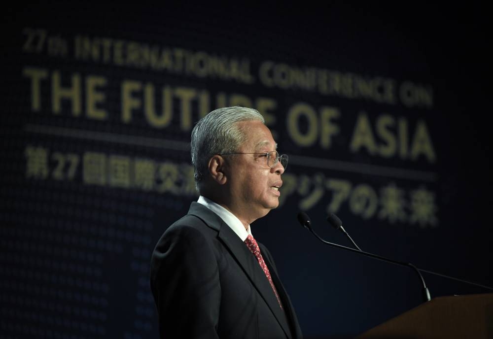 Prime Minister Datuk Seri Ismail Sabri Yaakob speaks at the 27th International Conference on the Future of Asia in Tokyo May 26, 2022. ― Bernama pic