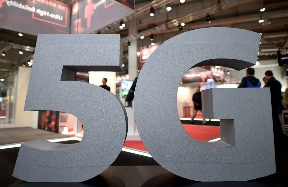 A logo of the upcoming mobile standard 5G is pictured at the Hanover trade fair, in Hanover March 31, 2019. - Reuters pic
