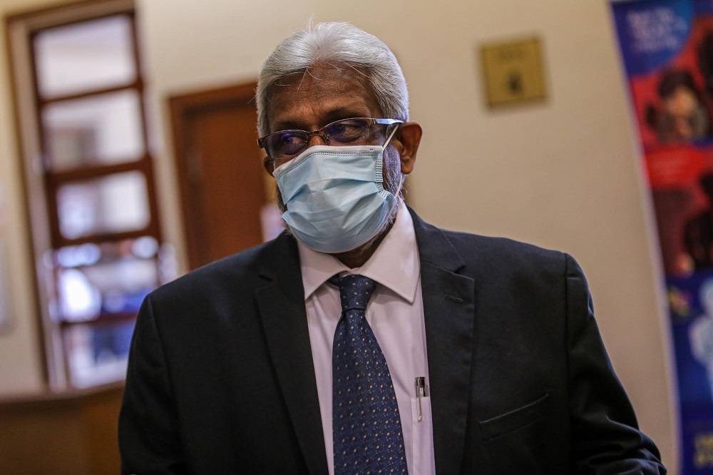 Lawyer Muralidharan Balan Pillai is seen at the Kuala Lumpur Court Complex on August 13, 2020. — Picture by Hari Anggara