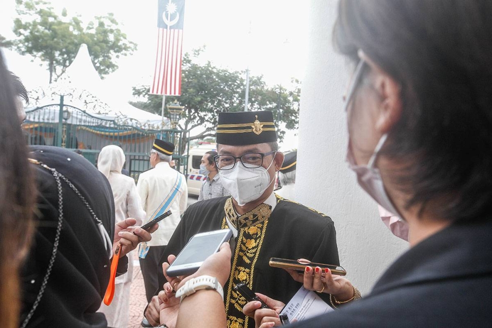 Penang Speaker Datuk Law Choo Kiang speaks to reporters outside the State Assembly Building in George Town May 27, 2022.― Picture by Sayuti Zainudin