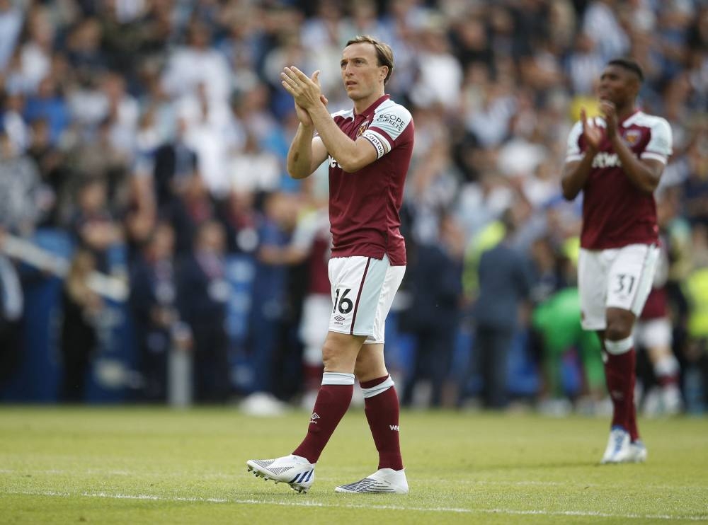 West Ham United’s Mark Noble applauds fans after the match against Brighton & Hove Albion at the American Express Community Stadium, Brighton, Britain, May 22, 2022. — Reuters pic 