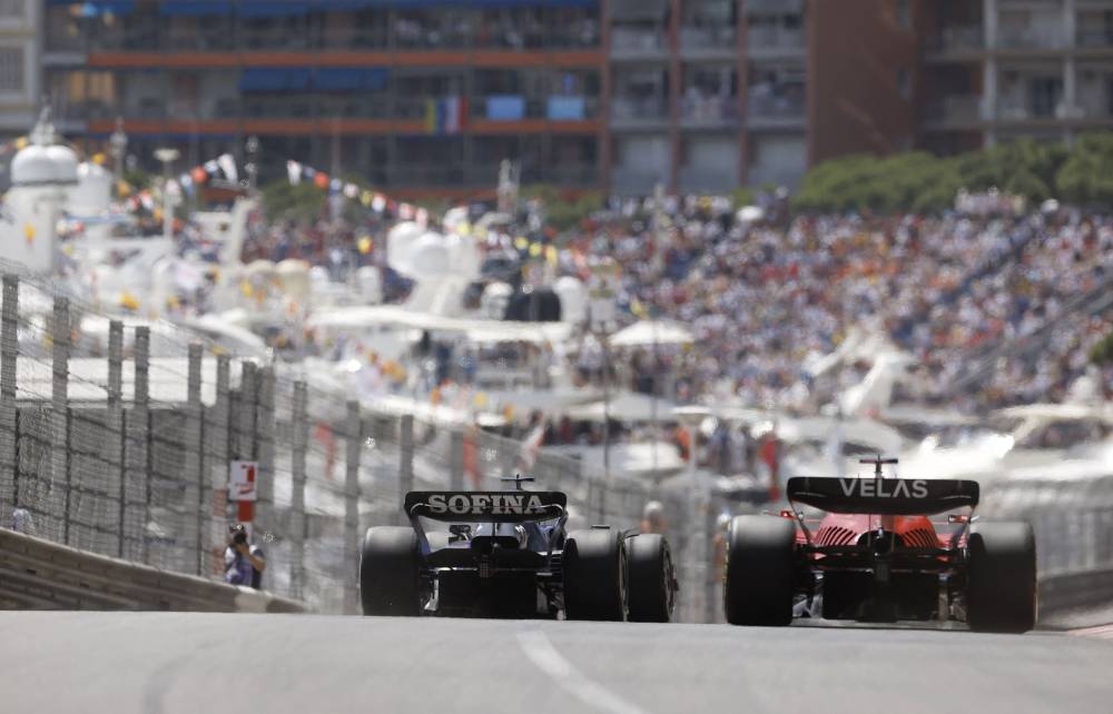 General view of Williams’ Alexander Albon and Ferrari’s Charles Leclerc in action during practice at the Circuit de Monaco, Monte Carlo, Monaco, May 27, 2022. — Reuters pic 