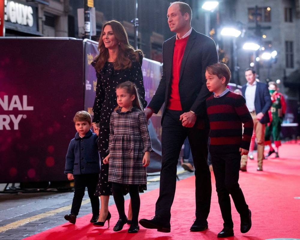 Britain's Prince William, Catherine, Duchess of Cambridge and their children, Prince Louis, Princess Charlotte and Prince George attend a special pantomime performance hosted by The National Lottery, to thank key workers and their families for their efforts throughout the Covid-19 pandemic at London's Palladium Theatre, London December 11, 2020. — Aaron Chown/Pool pic via Reuters