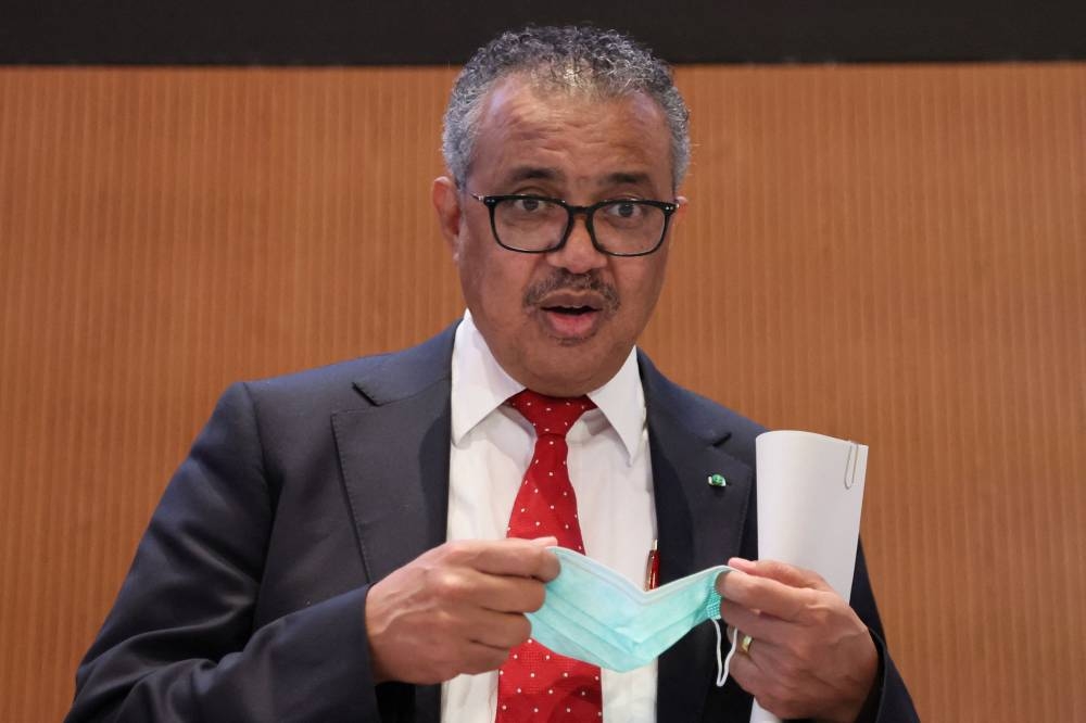 File photo of Dr Tedros Adhanom Ghebreyesus, Director-General of the World Health Organization, attending the 75th World Health Assembly at the United Nations in Geneva, Switzerland, May 22, 2022. — Reuters pic