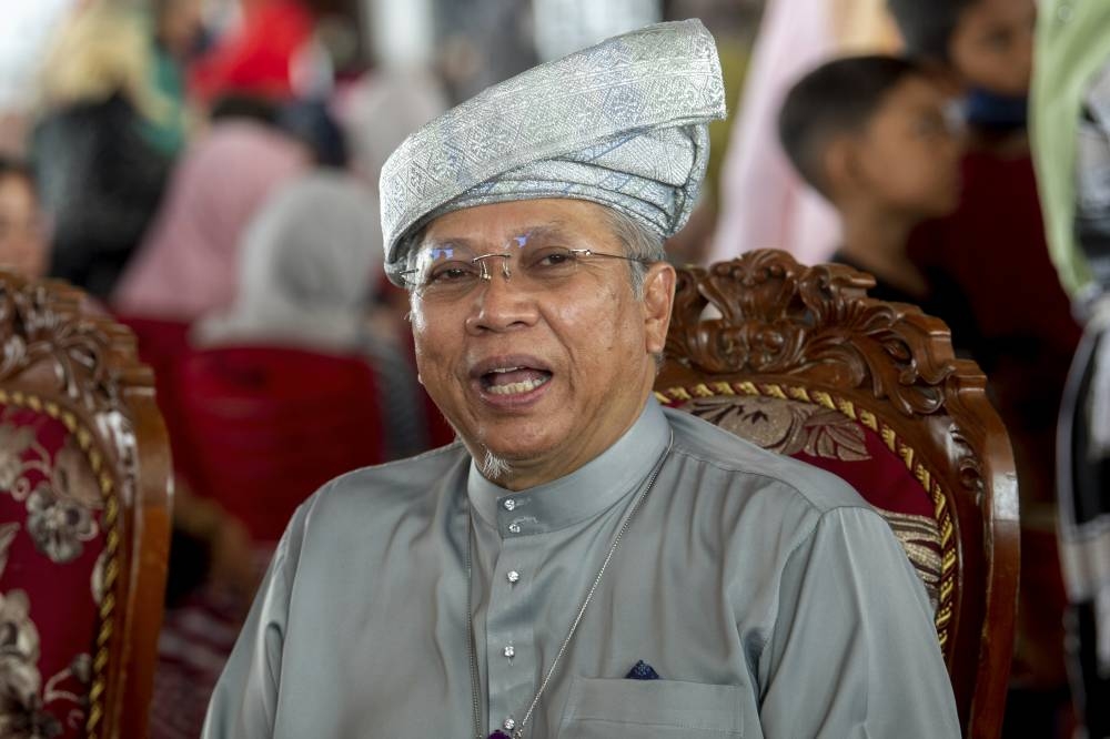Minister of Communications and Multimedia Tan Sri Annuar Musa at a press conference at the Kelantan Poverty Foundation Complex Padang Kala Melor, Kota Baru, May 28, 2022. — Bernama pic