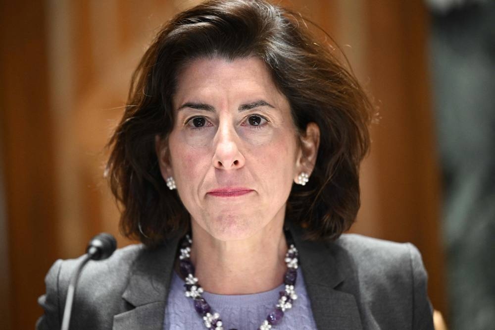 US Secretary of Commerce Gina Raimondo testifies before the Senate Appropriations subcommittee on Commerce, Justice, Science, and Related Agencies on May 11, 2022. — AFP pic