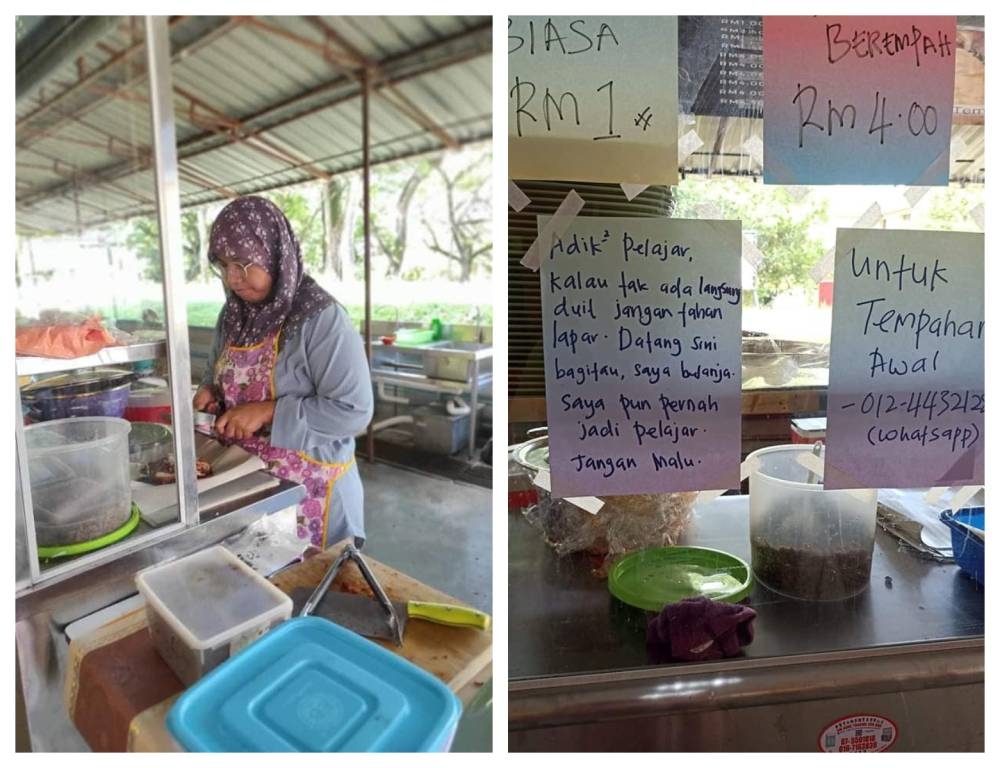 Aishah Othman felt sympathy after noticing many students ate the RM1 meals frequently without having enough to buy other meals. — Picture via Facebook/TenteraTrollKebangsaanMalaysi