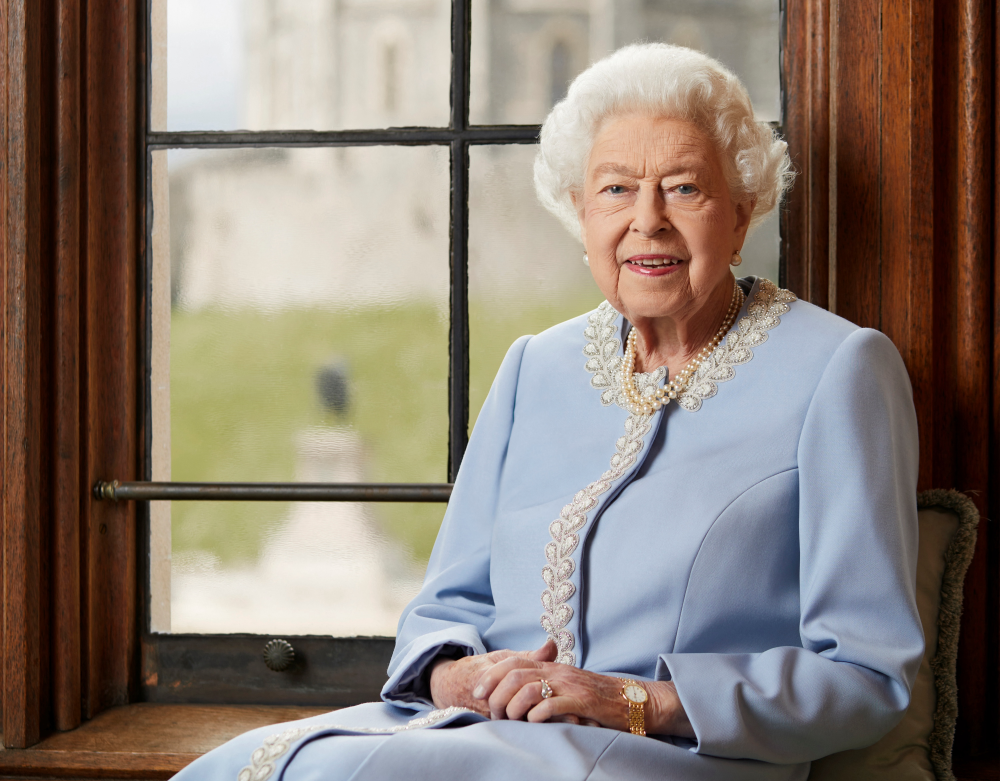 An undated handout photo issued by Buckingham Palace of the official Platinum Jubilee portrait of Britain's Queen Elizabeth II photographed at Windsor Castle and obtained by Reuters on June 1, 2022. Royal Household/Ranald Mackechnie/Handout via Reuters