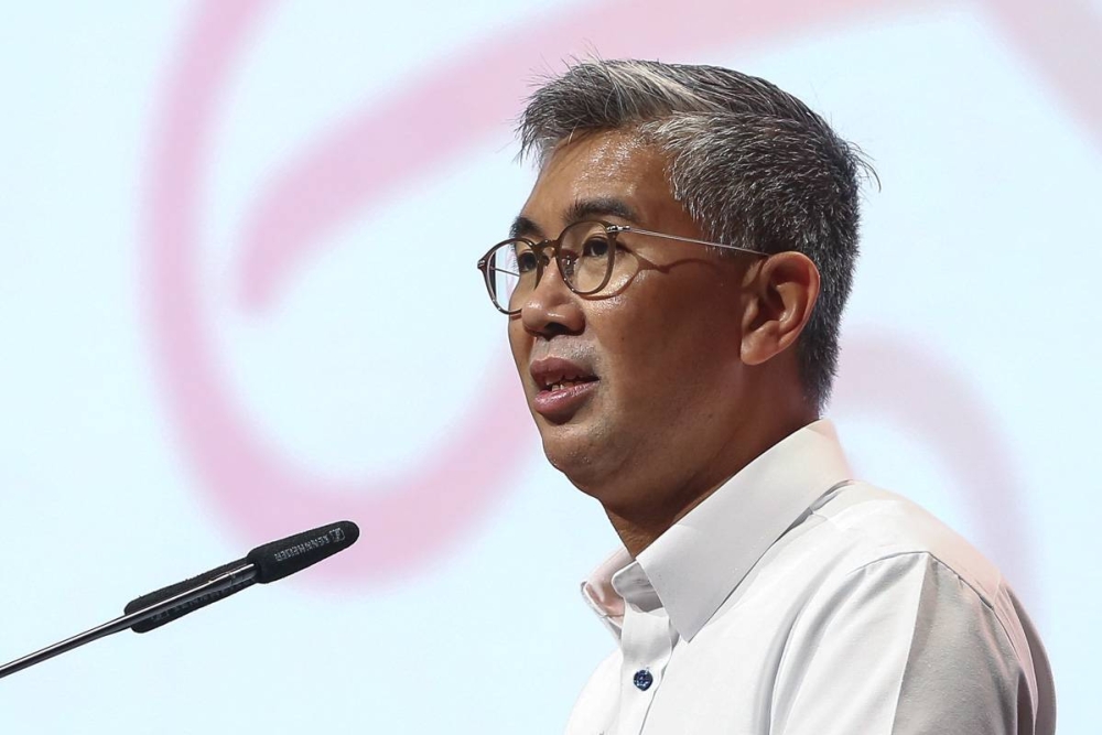 Finance Minister Datuk Seri Tengku Zafrul Abdul Aziz delivers his speech during the 2022 GLC Open Day at Kuala Lumpur Convention Centre March 11, 2022. — Picture by Yusof Mat Isa