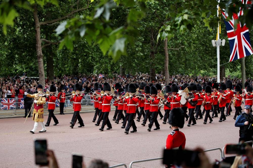 Members of the Household Division march during the celebration of Britain's Queen Elizabeth's Platinum Jubilee, in London June 2, 2022. — Reuters pic