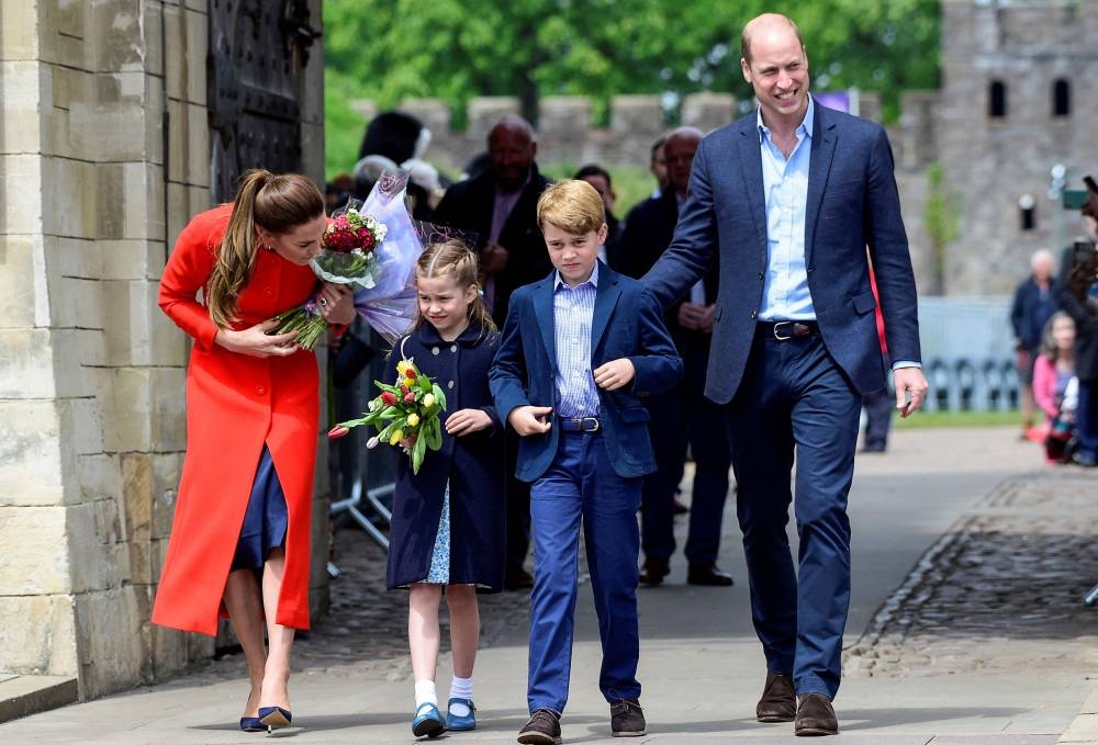 Britain’s Prince William and Catherine, Duchess of Cambridge, leave Cardiff Castle with their children Princess Charlotte and Prince George, during the Queen Elizabeth’s Platinum Jubilee celebrations in Cardiff, Britain June 4, 2022. ― Reuters pic