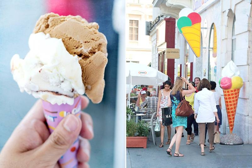 Enjoy your 'Eistüte' (ice cream cone) while strolling the streets of Vienna.
