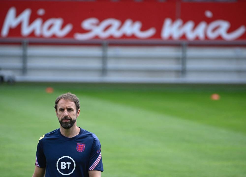 England’s head coach Gareth Southgate attends a training session on the eve of the Uefa Nations League match between Germany and England June 6, 2022 in Munich. — AFP pic 