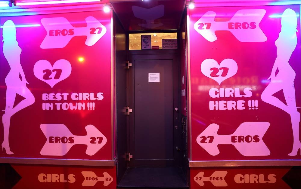File picture of the entrance of a brothel in Frankfurt March 17, 2020. — Reuters pic
