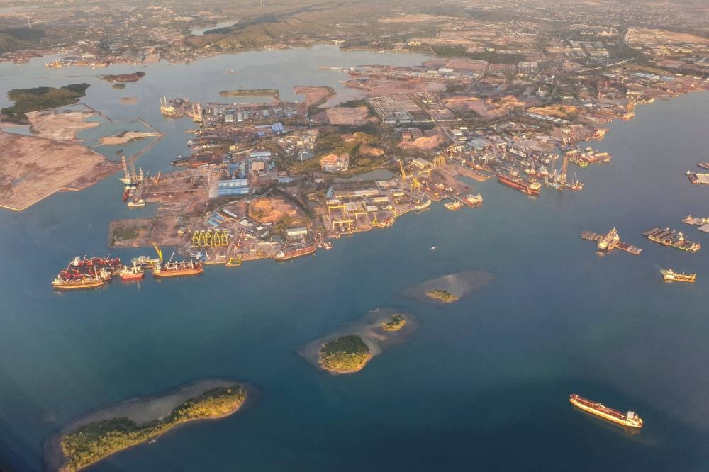 The Nord Joy was escorted by navy ships to an anchorage near Batam. — Reuters pic