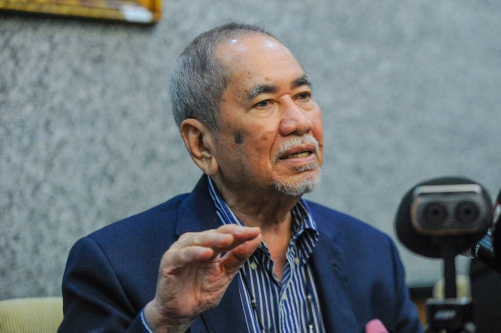 Minister in the Prime Minister's Department (Parliament and Law) Datuk Seri Wan Junaidi Tuanku Jaafar speaks to the media during a press conference in Putrajaya June 13, 2022. — Picture by Shafwan Zaidon