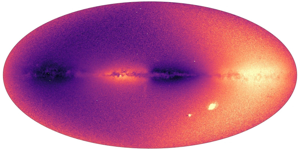 This handout image released by the European Space Agency (ESA) on June 13, 2022, shows a map of the Milky Way made with new data collected by the ESA space probe Gaia, ‘radial velocity’, the speed at which more than 30 million objects in the Milky Way (mostly stars) move towards or away from us. — European Space Agency/AFP pic