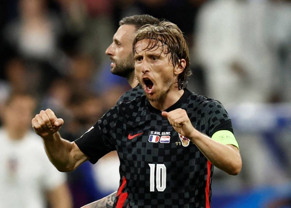 Croatia's Luka Modric celebrates after the match against France June 14, 2022. ― Reuters pic
