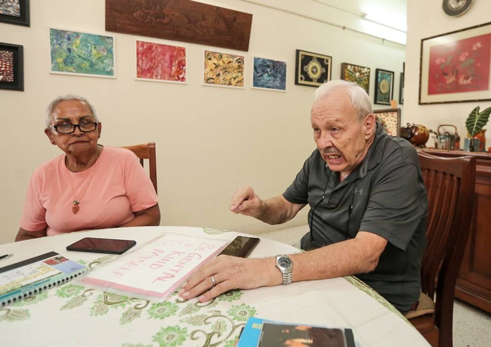 Irene's husband Peter J. Bucher said he decided to let Irene do art and pottery after a talk by University of Tasmania that stated it would help stimulate the brain of dementia patients. — Picture by Farhan Najib
