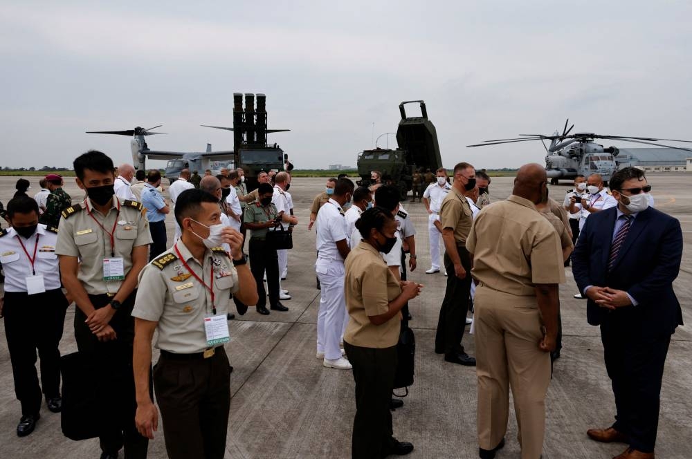 Military members from 18 countries watch a joint military demonstration by the US Marine Corps and Japanese Ground Self-Defence Force (JGSDF) in Kisarazu, east of Tokyo, Japan June 16, 2022. — Reuters pic