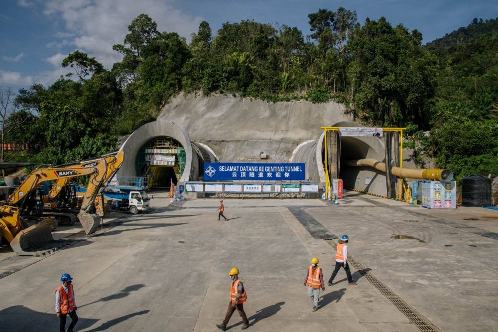 A general view of tunnel constructions site of the East Coast Rail Link (ECRL) project in Bentong, Pahang, January 13, 2022. A total of 1,547 lots of land in Kelantan for phase one of ECRL project have been acquired and gazetted under Section 8 of the Land Acquisition Act 1960. — Picture by Firdaus Latif