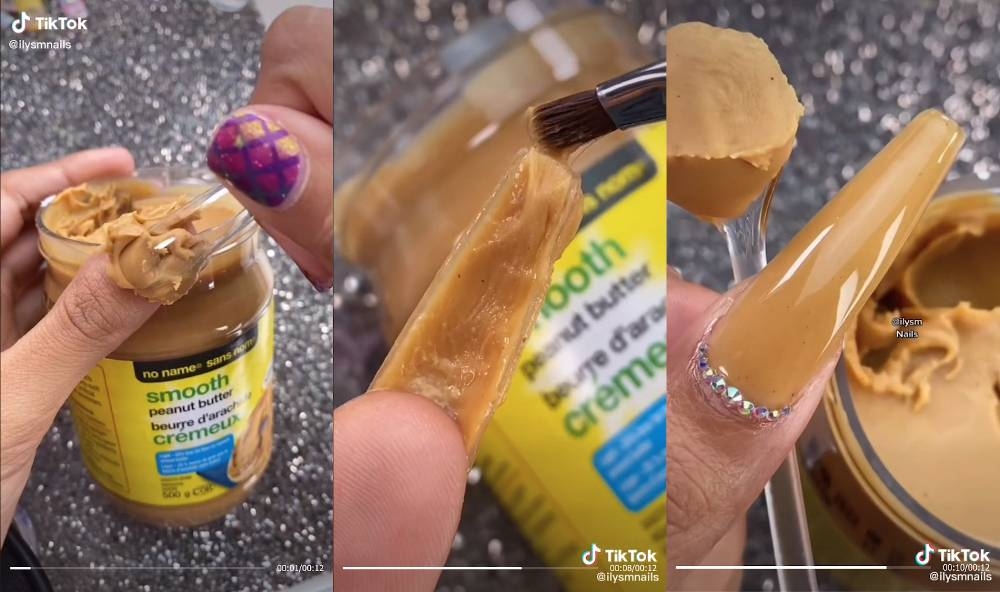 This week’s TikTok beauty trick: Peanut butter makes for tasty nail extensions