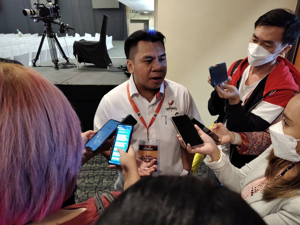 Newly elected PBB Youth chief Miro Simuh, speaking to reporters, he said the post of PBB Youth chief carries a heavy responsibility. ― Picture by Sulok Tawie