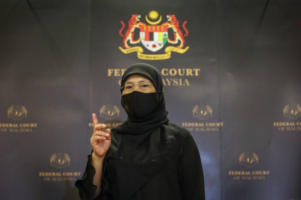 Chief Judge of Malaysia Tun Tengku Maimun Tuan Mat speaks during a press conference during the Opening of the Legal Year 2022 at Palace of Justice in Putrajaya January 14, 2022. — Picture by Yusof Mat Isa