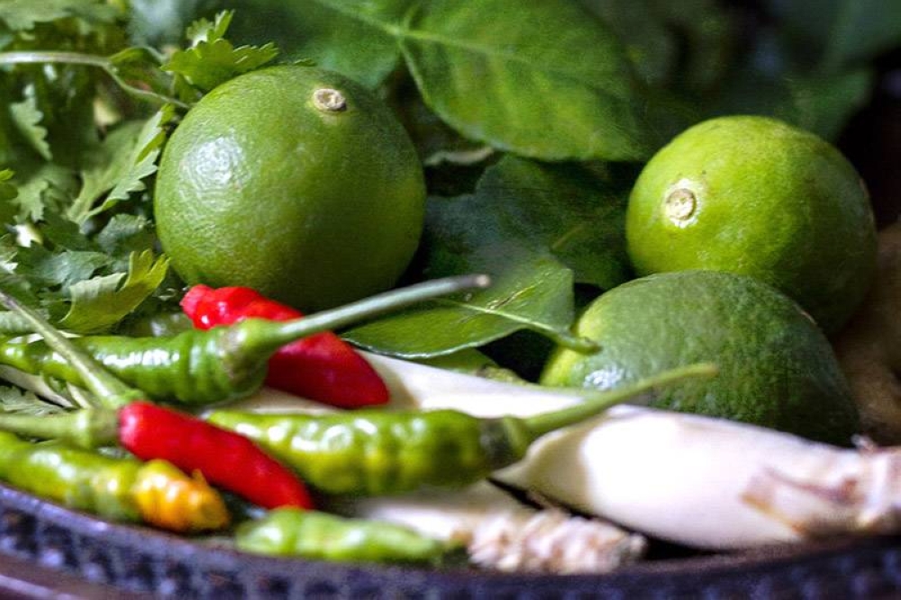 Indispensable herbs and spices for a 'tom yam' include limes, lemongrass and chillies.