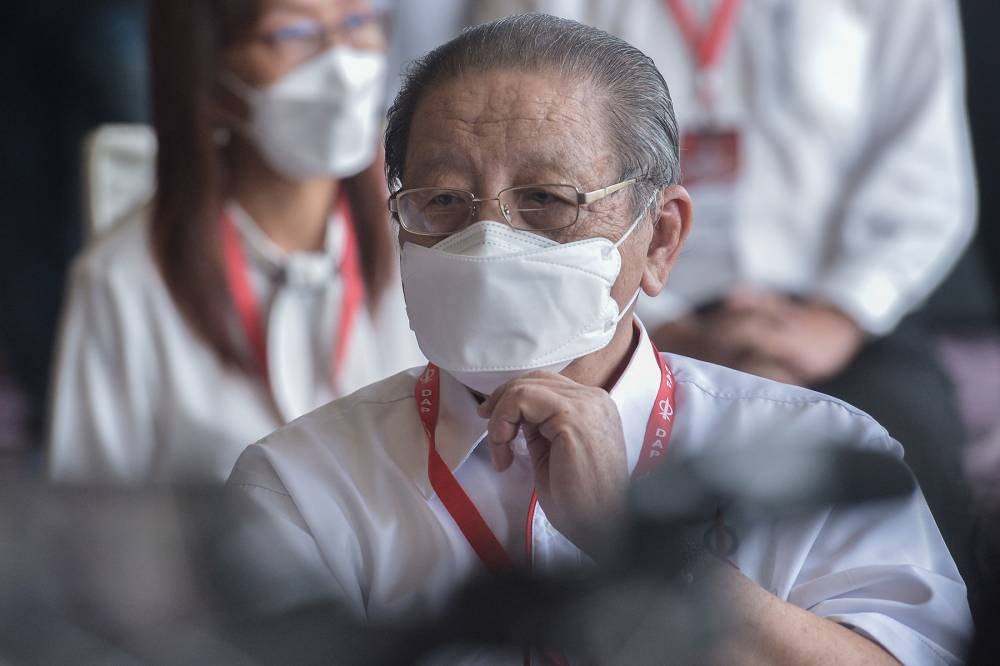 DAP advisor, Lim Kit Siang speaks  during a press conference in DAP 17th Party Congress Opening ceremony in IDCC on March 20,2022. — Picture by Miera Zulyana
