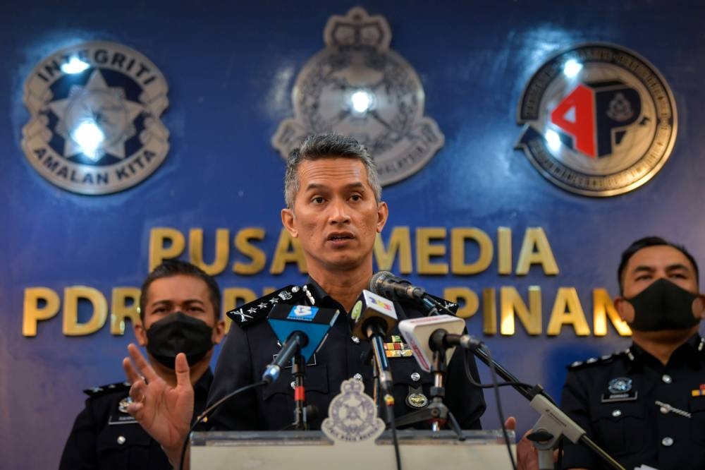 Penang police chief Datuk Mohd Shuhaily Mohd Zain speaks during a press conference in George Town June 20, 2022. — Bernama pic