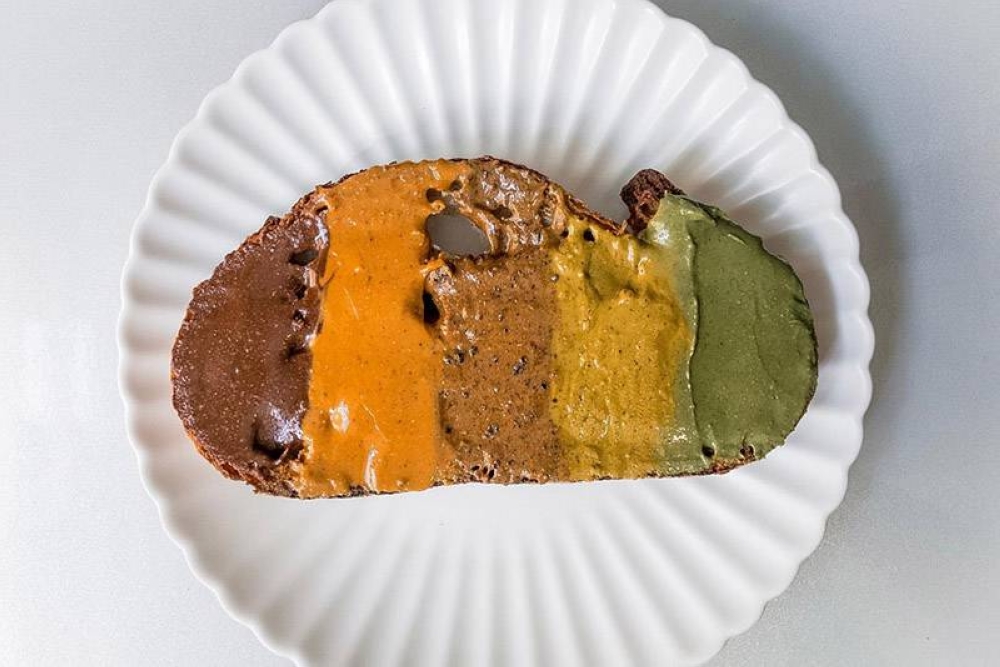 Spread the joy (left to right): BREAKFIRST by Amy’s Chocolate Almond Butter, Smooth Peanut Butter, Espresso Almond Butter, Pistachio Butter, Matcha Cashew Butter. — Pictures courtesy of BREAKFIRST by Amy