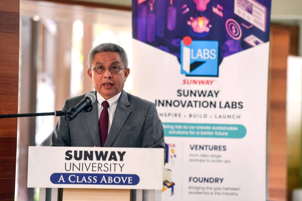 Science, Technology and Innovation Minister Datuk Seri Dr Adham Baba delivers a speech in Bandar Sunway, Petaling Jaya, June 21, 2022. — Bernama pic 