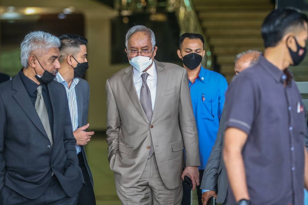 Former prime minister Datuk Seri Najib Razak at the Kuala Lumpur High Court Complex, June 21, 2022. — Picture by Hari Anggara
