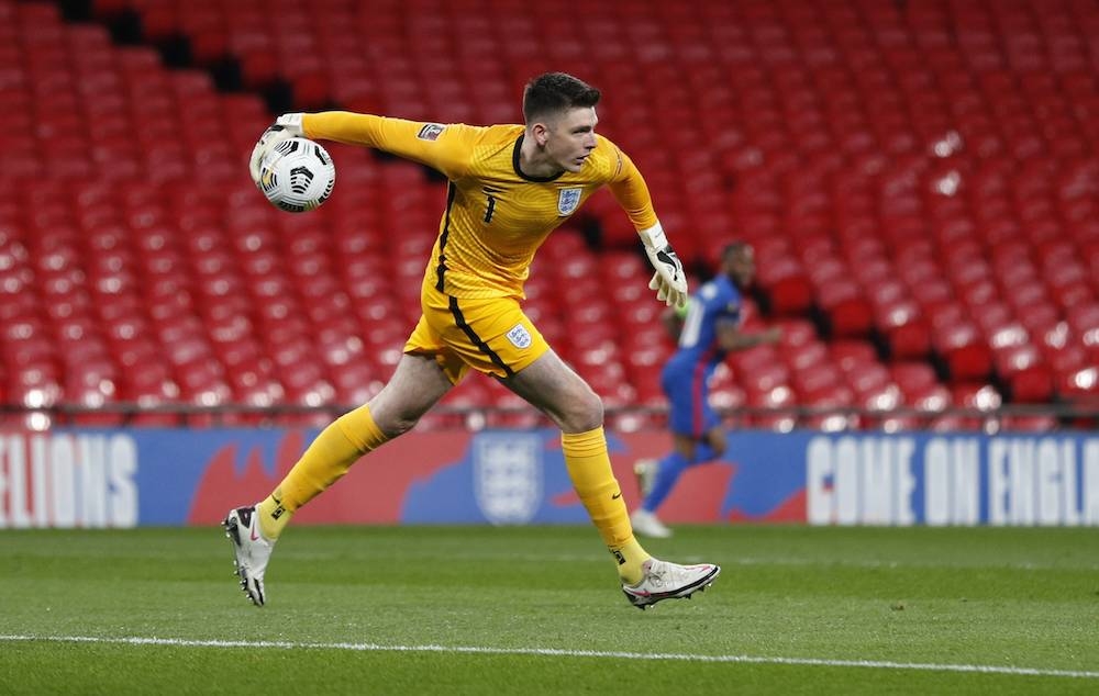 Nick Pope during the Group 1 World Cup Qualifier between Engalnd and San Marino at the Wembley Stadium in London, March 25, 2021. — Reuters pic