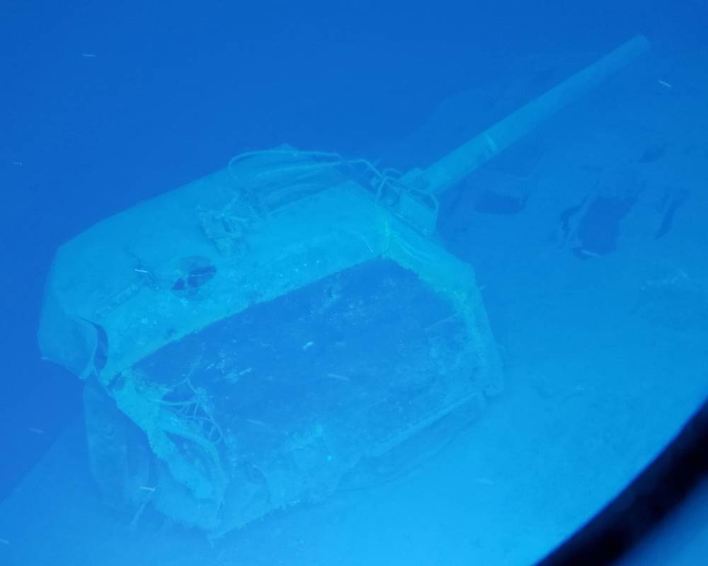 This undated handout photo received on June 25, 2022 from Caladan Oceanic and EYOS expeditions shows the AFT gun mount of the wreck of navy destroyer USS Samuel B. Roberts, known colloquially as ‘Sammy B’, after it was discovered off the Philippines. — Handout by Caladan Oceanic and EYOS expeditions via AFP