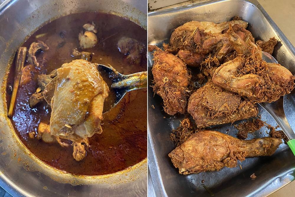 You also have 'rendang ayam' too (left). Or if you miss fried chicken, there's 'ayam goreng berempah' (right).
