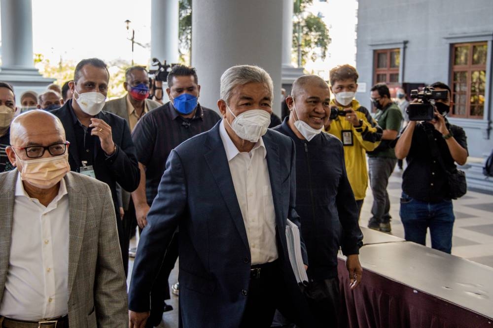 Datuk Seri Ahmad Zahid Hamidi is pictured at the Kuala Lumpur Court Complex, June 27, 2022. ― Picture by Firdaus Latif