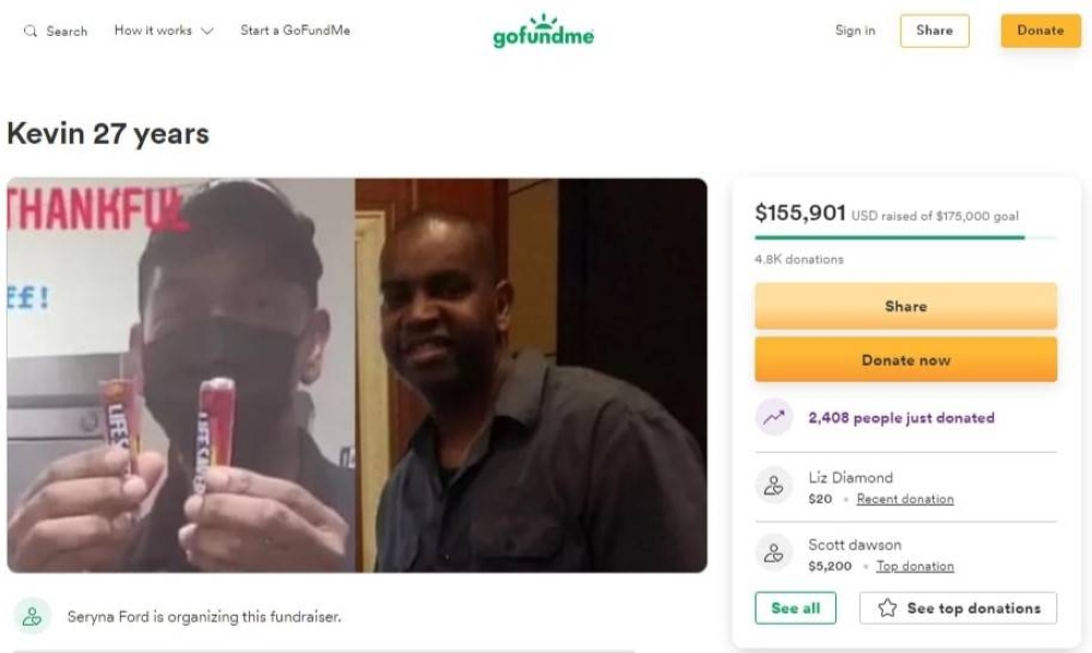 A screenshot of Ford's GoFundMe account that has received more than RM686,899 in just four days. - Screenshot of GoFundMe