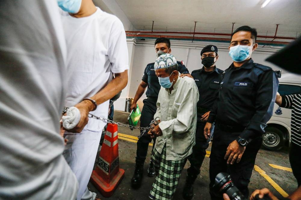 Ashaari Ibrahim, 74,arrives at the Butterworth Sessions Court June 29, 2022. — Picture by Sayuti Zainudin