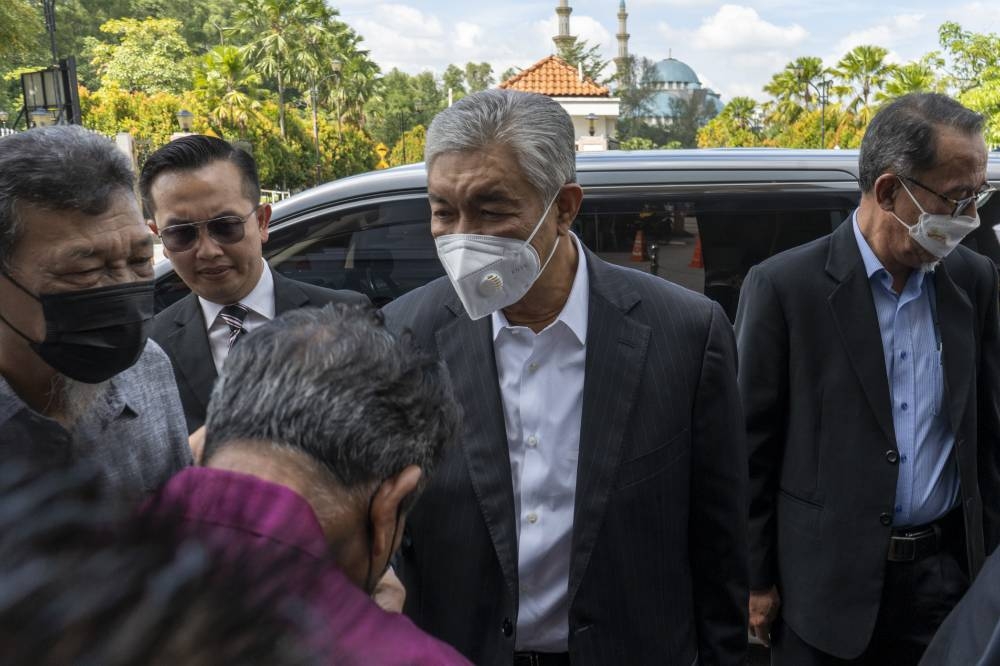 Datuk Seri Ahmad Zahid Hamidi arrives at the Kuala Lumpur High Court Complex June 29, 2022. — Picture by Shafwan Zaidon