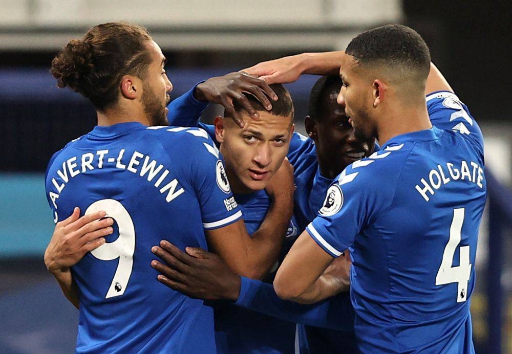 Everton’s Richarlison celebrates scoring their first goal against Southampton at Goodison Park, Liverpool March 1, 2021. — Reuters pic