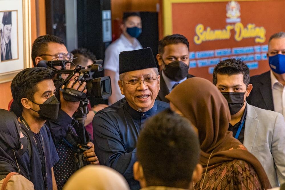 Communications and Multimedia Minister Tan Sri Annuar Musa leaves after attend a meet-and-greet session and briefing on the implementation of 5G at Angkasapuri in Kuala Lumpur July 1, 2022. — Picture by Firdaus Latif