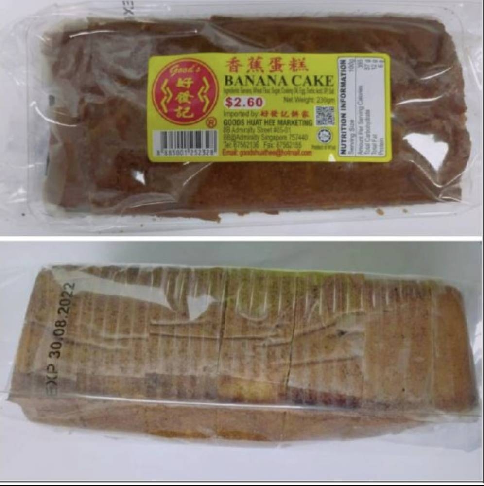 The presence of Sorbic acid exceeding the maximum limit stated in the Singapore Food Regulations has been detected in 'Goods' banana cakes from Malaysia. — Picture courtesy of Facebook/Singapore Food Agency